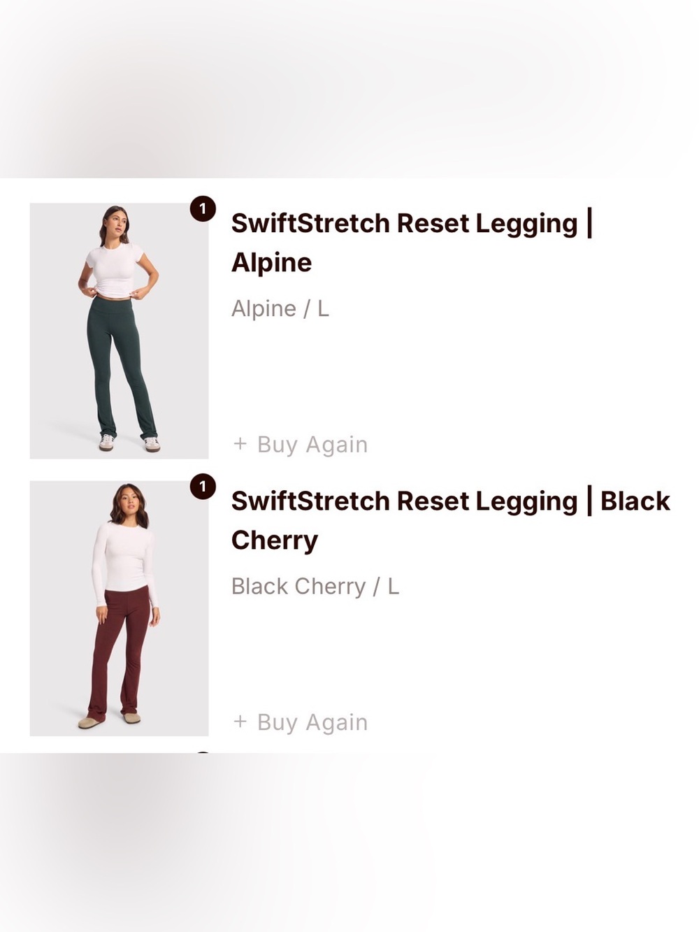 Two Pairs of Nuuds Solid Color Flare Leggings - Alpine and Black Cherry